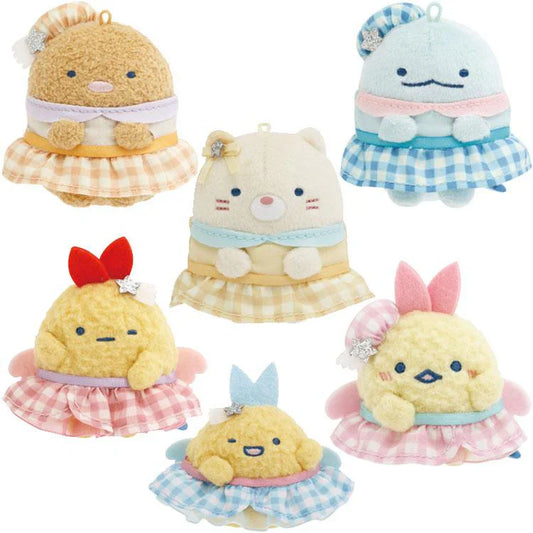 SAN-X | Sumikko Gurashi Tenori Plush Toy 60mm Approx. (Dreaming Idol Gingham Angel Wings)
