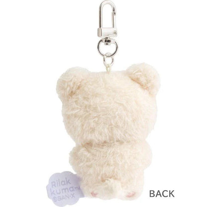 San-X | Korilakkuma Burasage Fluffy Plush Strap Keychain 80×60×30mm (Basic Rilakkuma Flower)