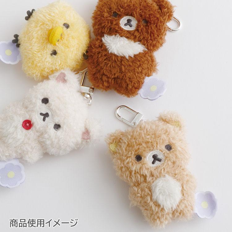 San-X | KiiroiTori Burasage Fluffy Plush Strap Keychain 60×65×30mm (Basic Rilakkuma Flower)