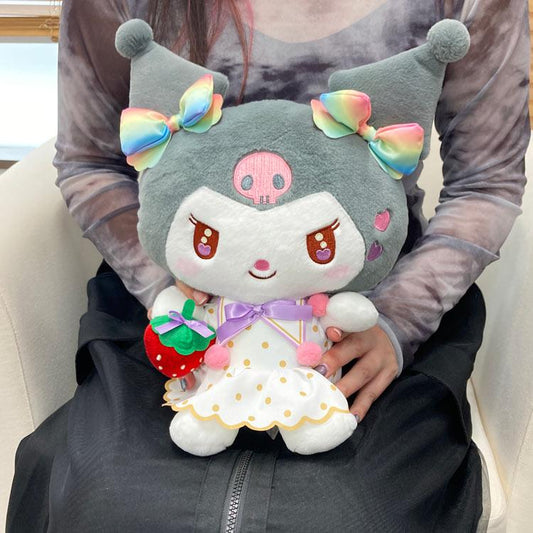 SANRIO | Kuromi Plush Toy Plush Doll M H28×W22×D16cm (50th Anniversary Strawberry/Ichigo Newspaper)