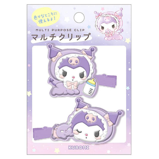 SANRIO | Kuromi Rubber Hair Clip Set Multi Purpose Clip 40×50mm (Baby)