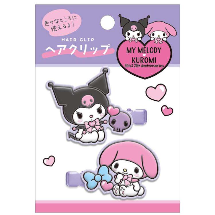 SANRIO | Hair Clip Happy H40×W50mm (My Melody 50th Anniversary & Kuromi 20th Anniversary/Black Pink Party)