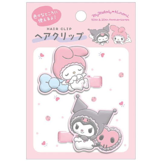 SANRIO | Hair Clip Angel H40×W50mm (My Melody 50th Anniversary & Kuromi 20th Anniversary/Black Pink Party)