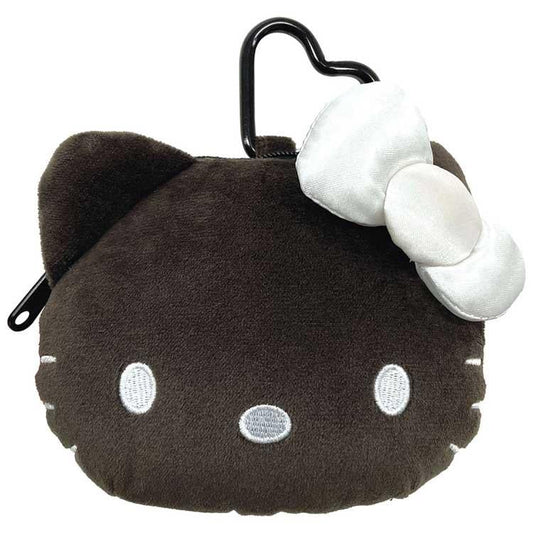 SANRIO | Hello Kitty Mini Plush Pouch with Carabiner Keychain H100×W115×D50mm (Black)