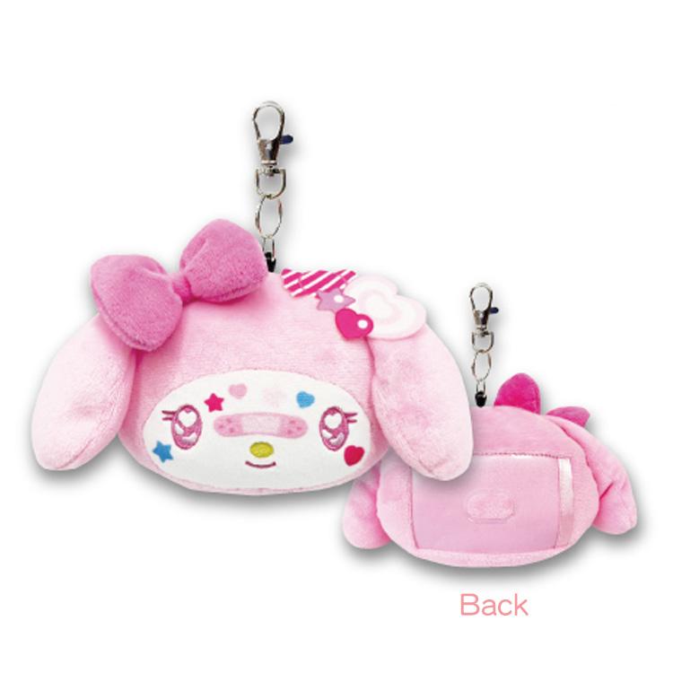 SANRIO | My Melody Face Reel Pass Case Plush Keychain Bag Charm 110 x 130mm (Decora)