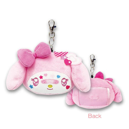 SANRIO | My Melody Face Reel Pass Case Plush Keychain Bag Charm 110 x 130mm (Decora)