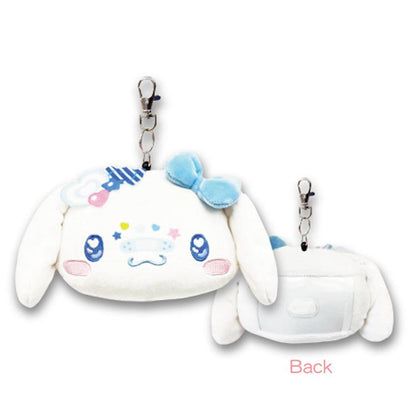 SANRIO | Cinnamoroll Face Reel Pass Case Plush Keychain Bag Charm 110 x 130mm (Decora)