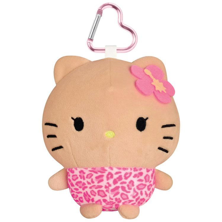 SANRIO | Hello Kitty Tanned Kitty Soft Mascot Pouch Bag Charm with Carabiner H140×W120×D90mm (Pink Leopard)