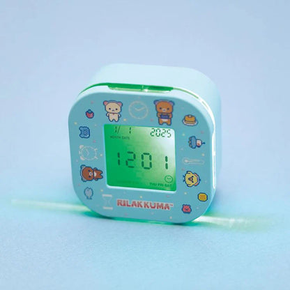 SAN-X | Alarm & Clock & Timer & Thermometer Four in One 70×70×35mm (Rilakkuma Gaming)