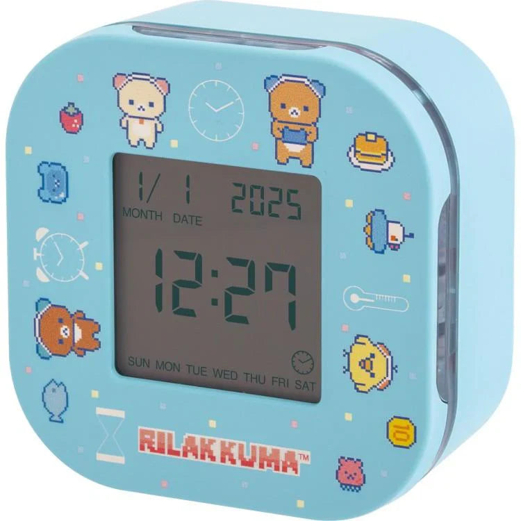 SAN-X | Alarm & Clock & Timer & Thermometer Four in One 70×70×35mm (Rilakkuma Gaming)