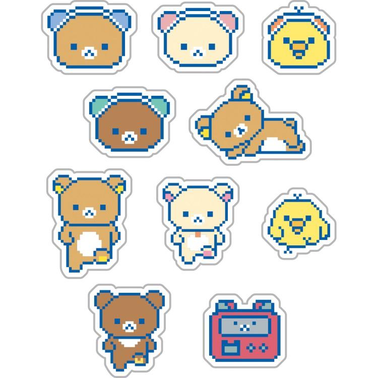 SAN-X | Clear Seal Bits Sticker Pack 100 x 115 x 20 mm (Rilakkuma Gaming Pixel Art)