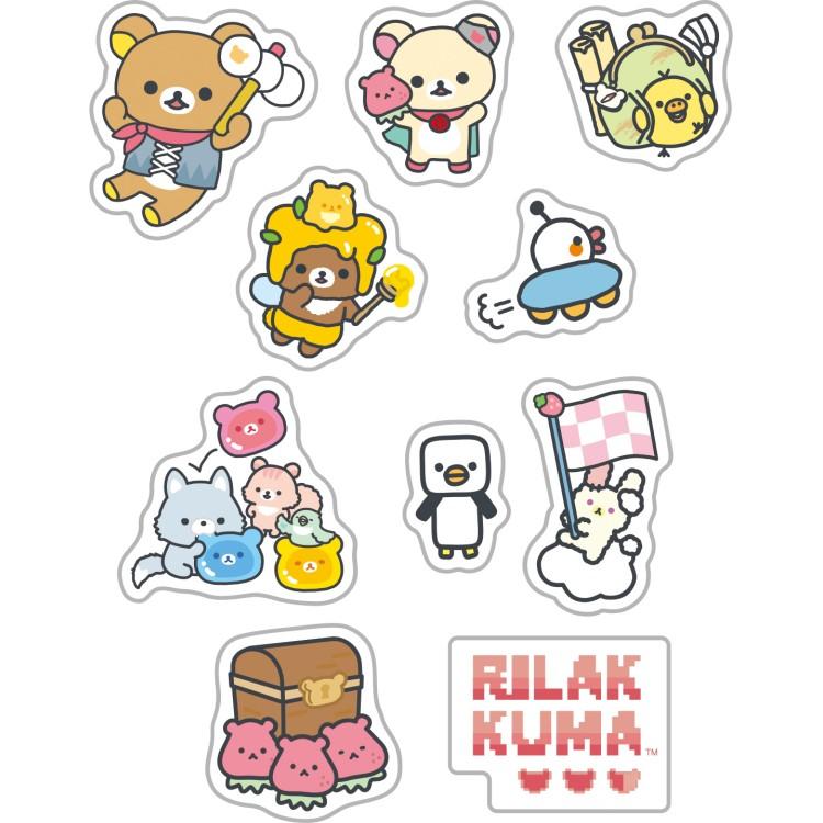 SAN-X | Clear Seal Bits Sticker Pack 100 x 115 x 20 mm (Rilakkuma Gaming Pixel Art)