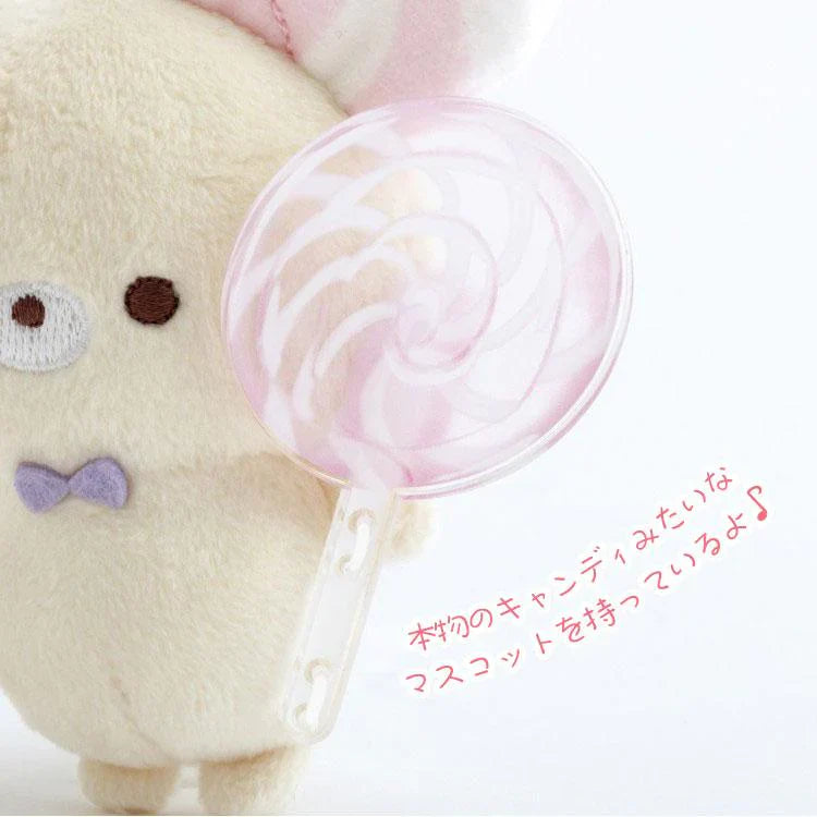 SAN X | Sugarcocomuu Chu Pop Candy Burasage Mascot Strap Plush Keychain 105×95×35mm (Lolli and Pop’s Candy Day)