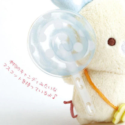 SAN X | Sugarcocomuu Chu Pop Candy Burasage Mascot Strap Plush Keychain 105×95×35mm (Lolli and Pop’s Candy Day)
