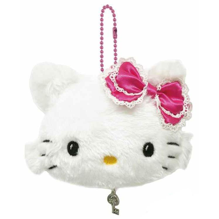 SANRIO | Charmmy Kitty Face-shaped Coin Purse Plush Keychain Bag Charm 102×80×35mm (Heart-pounding Memories Heisei