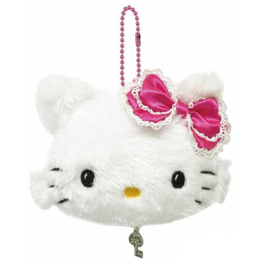 SANRIO | Charmmy Kitty Face-shaped Coin Purse Plush Keychain Bag Charm 102×80×35mm (Heart-pounding Memories Heisei