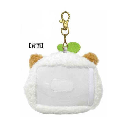 SANRIO | Corocorokuririn Face-shaped Pouch Plush Pass Case with Reel 125×95×40mm (Heart-pounding Memories Heisei Retro)