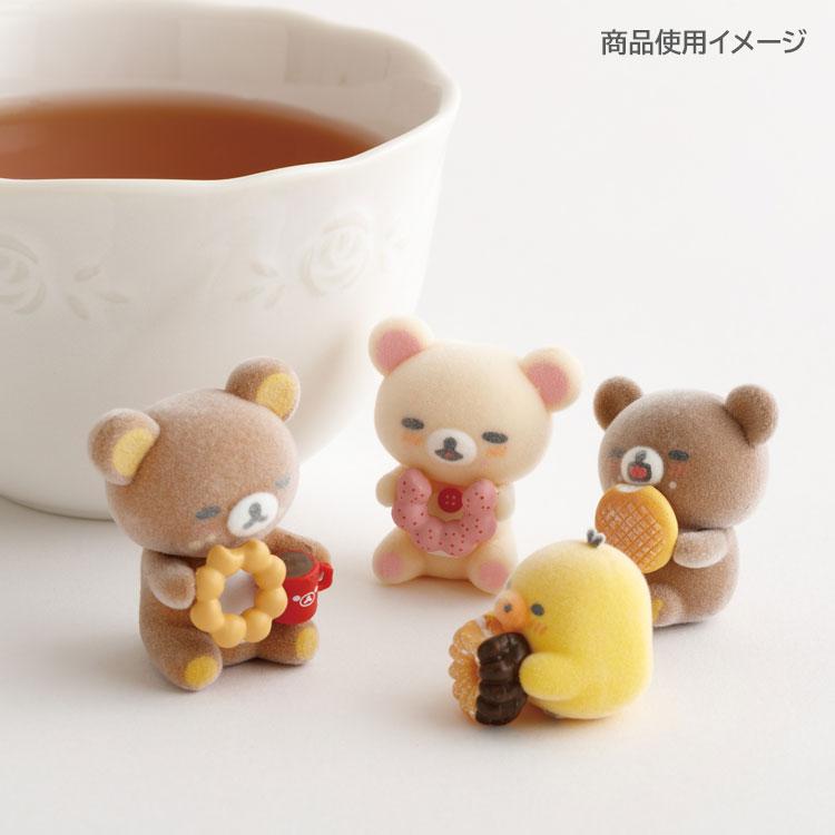 SAN-X | Rilakkuma x Mister Donut Chairoikoguma Petit Flocked Mini Figure 35x30x30mm