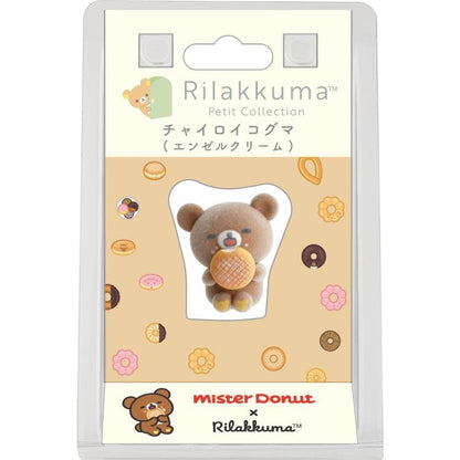 SAN-X | Rilakkuma x Mister Donut Chairoikoguma Petit Flocked Mini Figure 35x30x30mm