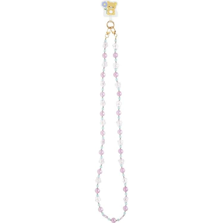 SAN-X | Rilakkuma Smartphone Shoulder Strap 218×80×30mm (Basic Rilakkuma Flower Sparkling Bead)