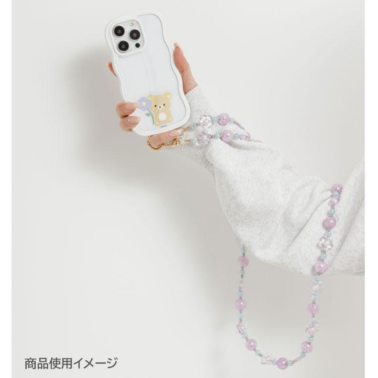 SAN-X | Rilakkuma Smartphone Shoulder Strap 218×80×30mm (Basic Rilakkuma Flower Sparkling Bead)