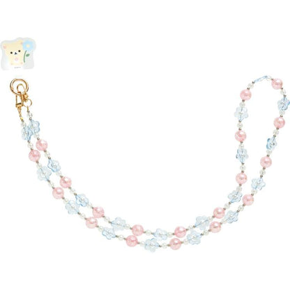 SAN-X | Rilakkuma Korilakkuma Smartphone Shoulder Strap 218×80×30mm (Basic Rilakkuma Flower Sparkling Bead)
