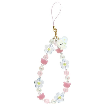 SAN-X | Rilakkuma Korilakkuma Hand Strap Phone Charm 140×50mm (Basic Flower Sparkling Bead)