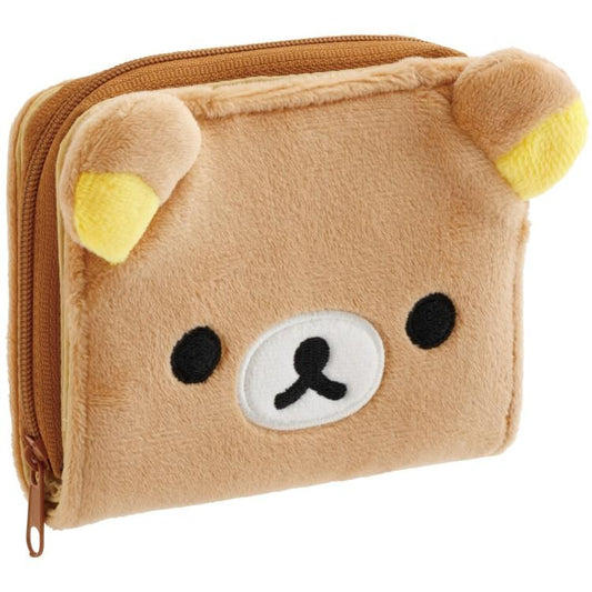 SAN-X | Rilakkuma Mascot Plush Face Bifold Wallet 110×120×35mm (Rilakkuma)