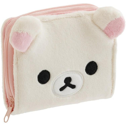 SAN-X | Rilakkuma Mascot Plush Face Bifold Wallet 110×120×35mm (Korilakkuma)