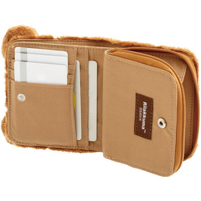 SAN-X | Rilakkuma Mascot Plush Face Bifold Wallet 110×120×35mm (Chairoikoguma)