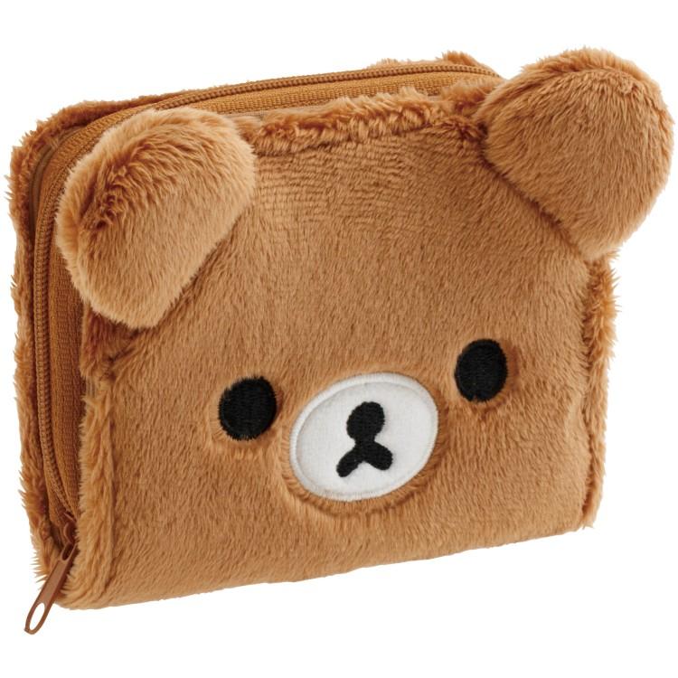 SAN-X | Rilakkuma Mascot Plush Face Bifold Wallet 110×120×35mm (Chairoikoguma)