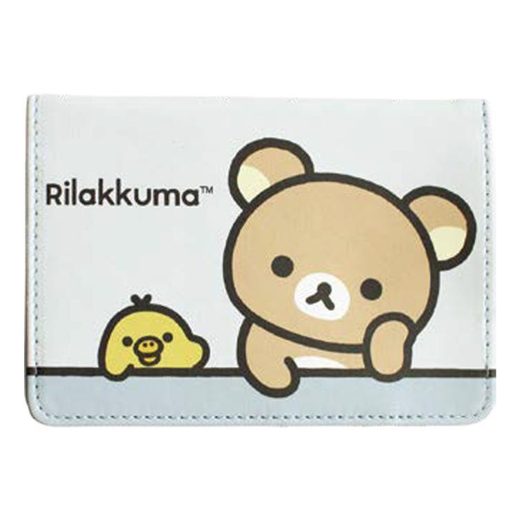 SAN-X | Kiiroitori & Rilakkuma Passport Cover Card Holder 100×141×10mm (Light Grey)