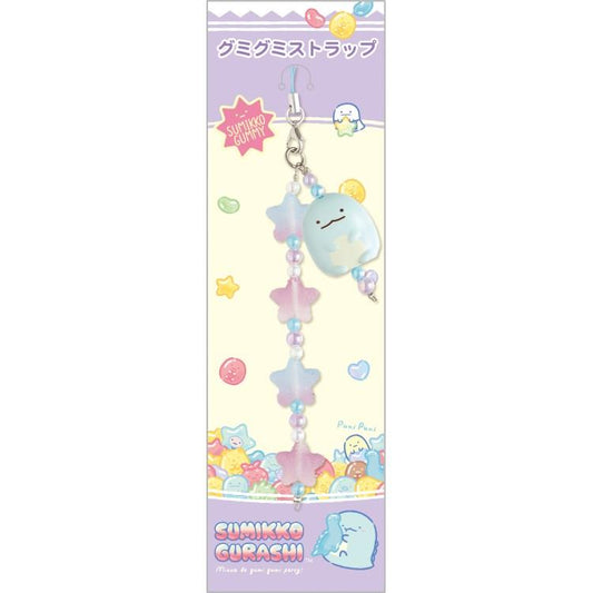 SAN-X | Sumikkogurashi Tokage Bead Strap with Mascot Phone Strap 200×60×15mm (Gummy Gummy Party Theme)