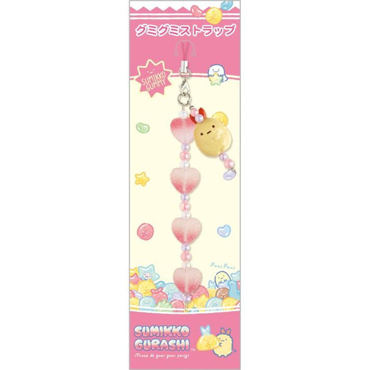 SAN-X | Sumikkogurashi Ebifurai No Shippo Bead Strap with Mascot Phone Strap 200×60×15mm (Gummy Gummy Party Theme)