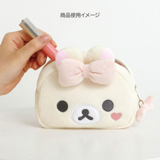 SAN-X | Korilakkuma Plush Pouch with Mirror Face Ribbon 100×145×70mm (Makeup Rilakkuma)