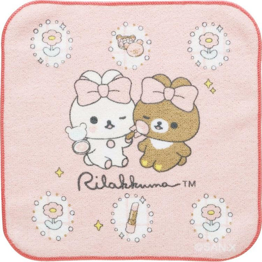 SAN-X | Rilakkuma Petit Towel Makeup Pink Mini Towel Handkerchief 200mm (Rilakkuma Makeup)