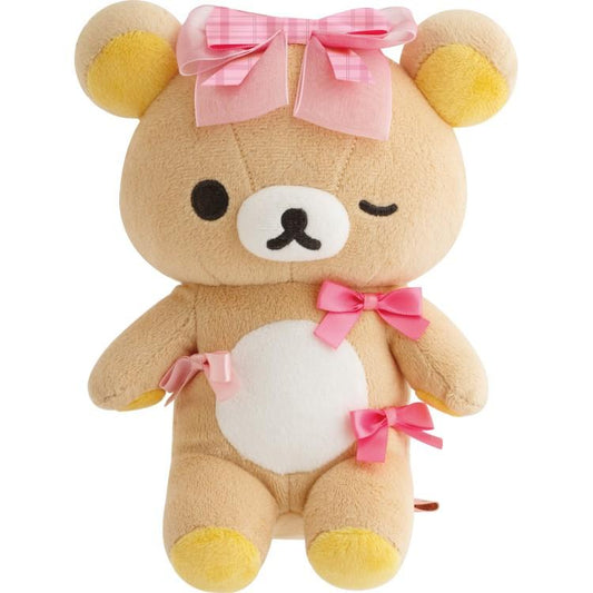 SAN-X | Rilakkuma Plush Doll Plush Toy Ribbon Wink 190×150×105mm (Makeup Rilakkuma