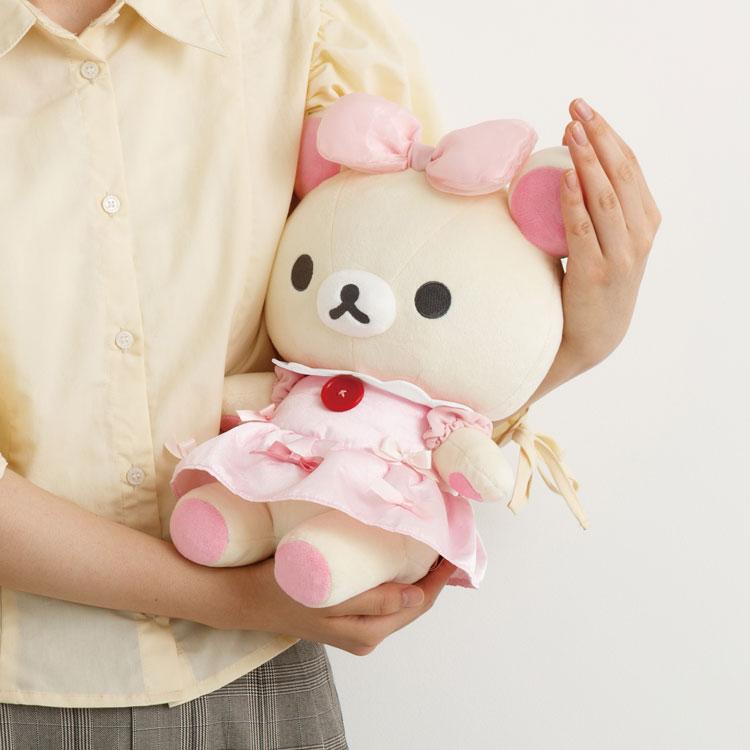 SAN-X | Korilakkuma Ribbon Dress Plush Toy Plush Doll M 300×245×170mm (Makeup Rilakkuma)