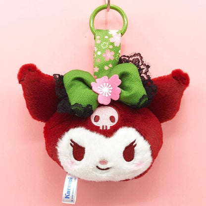 SANRIO | Kuromi Face Tag Mascot Holder Plush Keychain 60x110x90mm (Matcha Kimono)