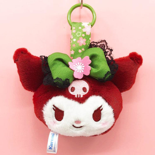 SANRIO | Kuromi Face Tag Mascot Holder Plush Keychain 60x110x90mm (Matcha Kimono)