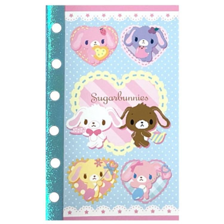 SPINNS x SANRIO | Sugarbunnies 6 Hole Sticker Notebook 125×80×3mm (Patissers Pink)