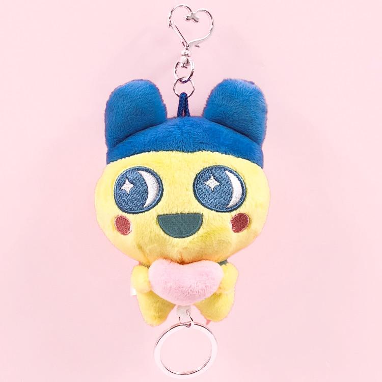 Tamagotchi | Mametchi Plush Mascot Retractable Reel Keychain Bag Charm 107×88×58mm (Love Ribbon)