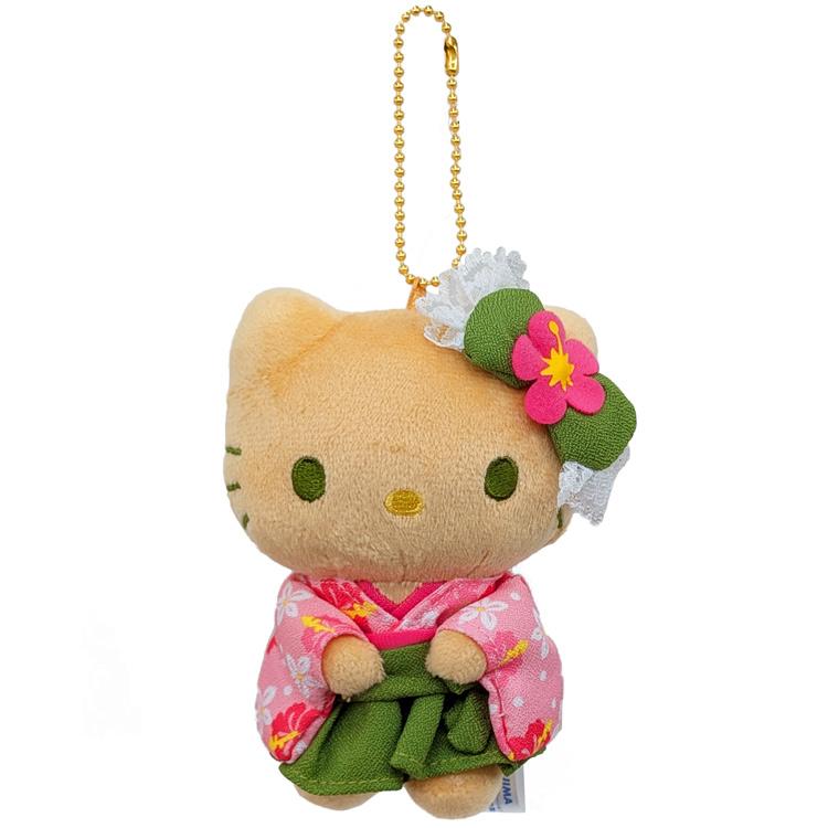 SANRIO | Hello Kitty Mascot Holder Bag Charm Keychain 70x130x100mm (Sun Tanned Matcha Kimono)