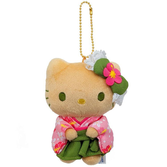 SANRIO | Hello Kitty Mascot Holder Bag Charm Keychain 70x130x100mm (Sun Tanned Matcha Kimono)