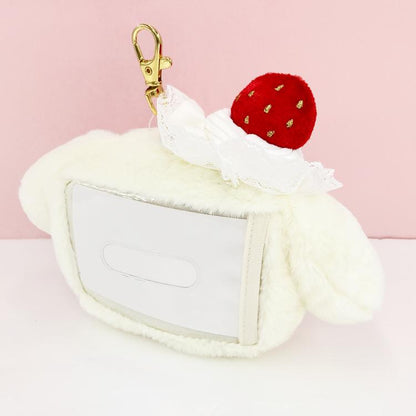 SANRIO | My Melody Face Pass Case with Reel Keychain 125x180x55mm (Strawberry Shortcake)