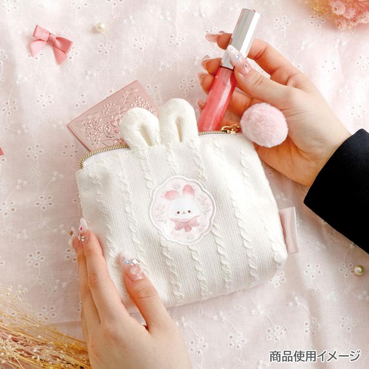 SAN-X | Sugarcocomuu Embroidered Cosmetic Pouch 140×150×50mm (Sugarcocomuu's Holiday Lying Down Sleeping)