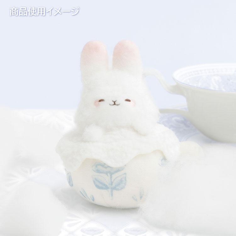 SAN-X | Sugarcocomuu Tea Cup Hanging Plush Toy Keychain Bag Charm 115×105×80mm (Sugarcocomuu's Holiday Lying Down Sleeping)