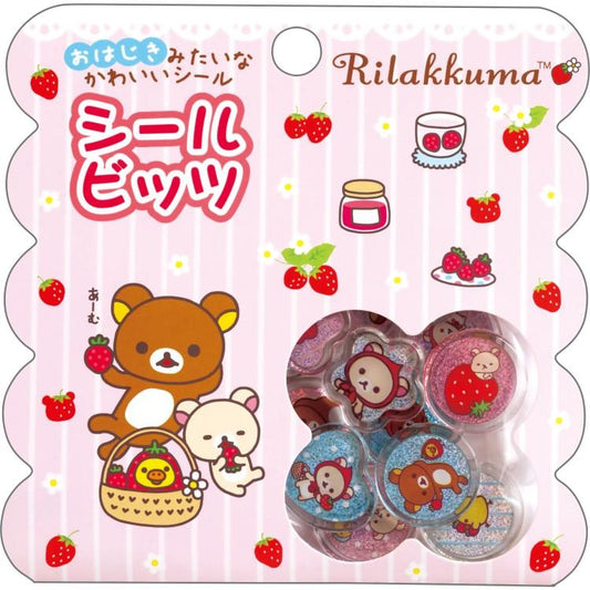 SAN-X | Kiiroitori & Korilakkuma & Rilakkuma Sparkly Marble Sticker Flakes 100×100mm (Strawberry Pink)