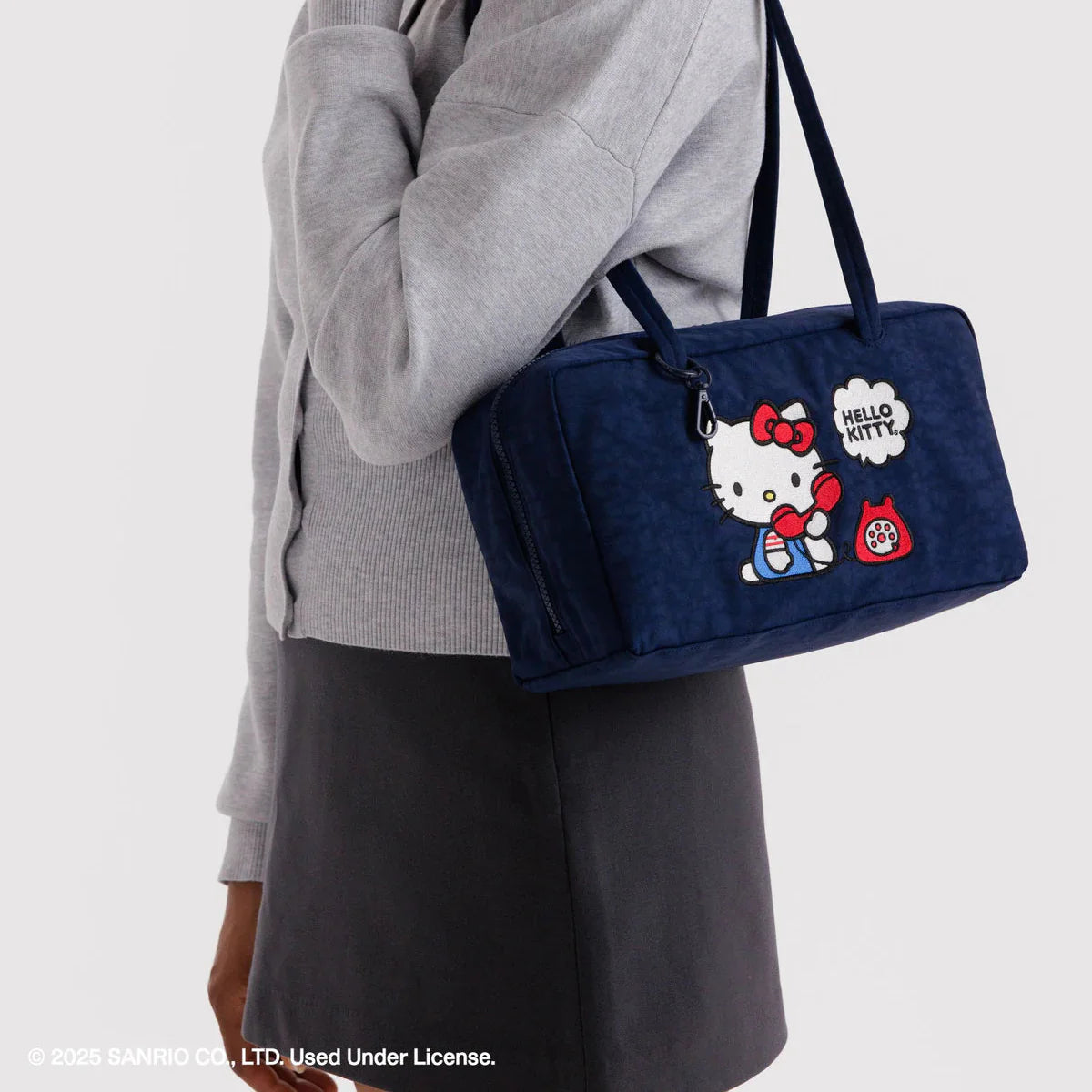 Baggu Nylon Bowler Bag (Embroidered Hello Kitty Phone)