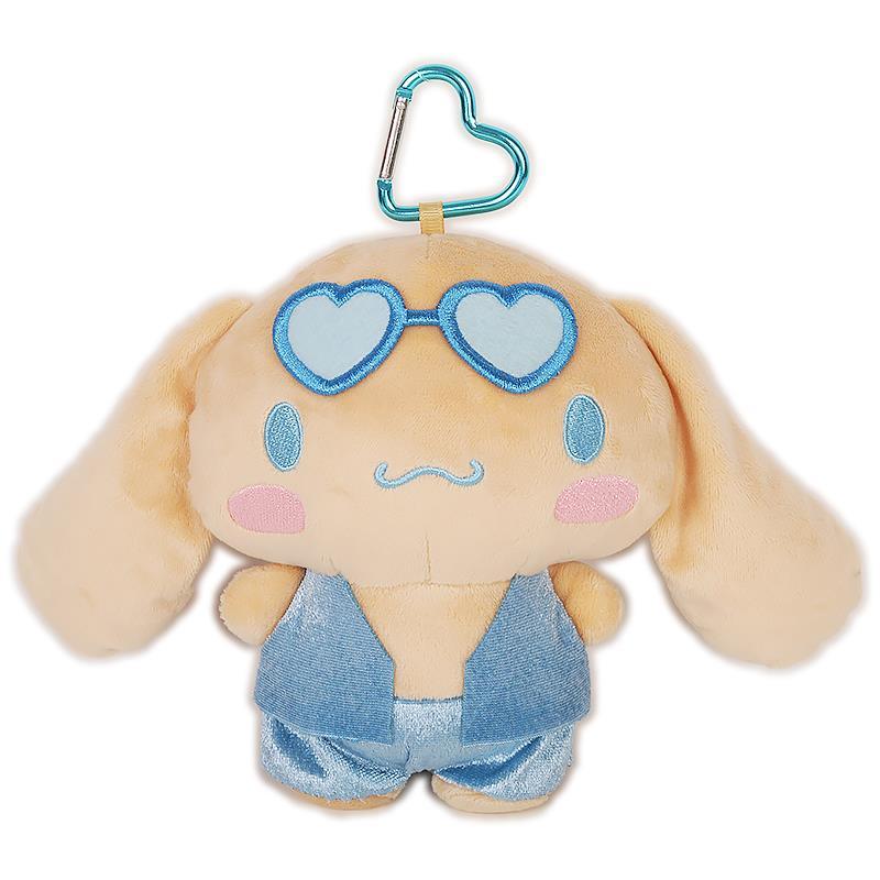 SANRIO | Cinnamoroll Mini Plush Pouch with Carabiner Keychain Bag Charm 150mm Approx. (Tan Swimsuit Party)